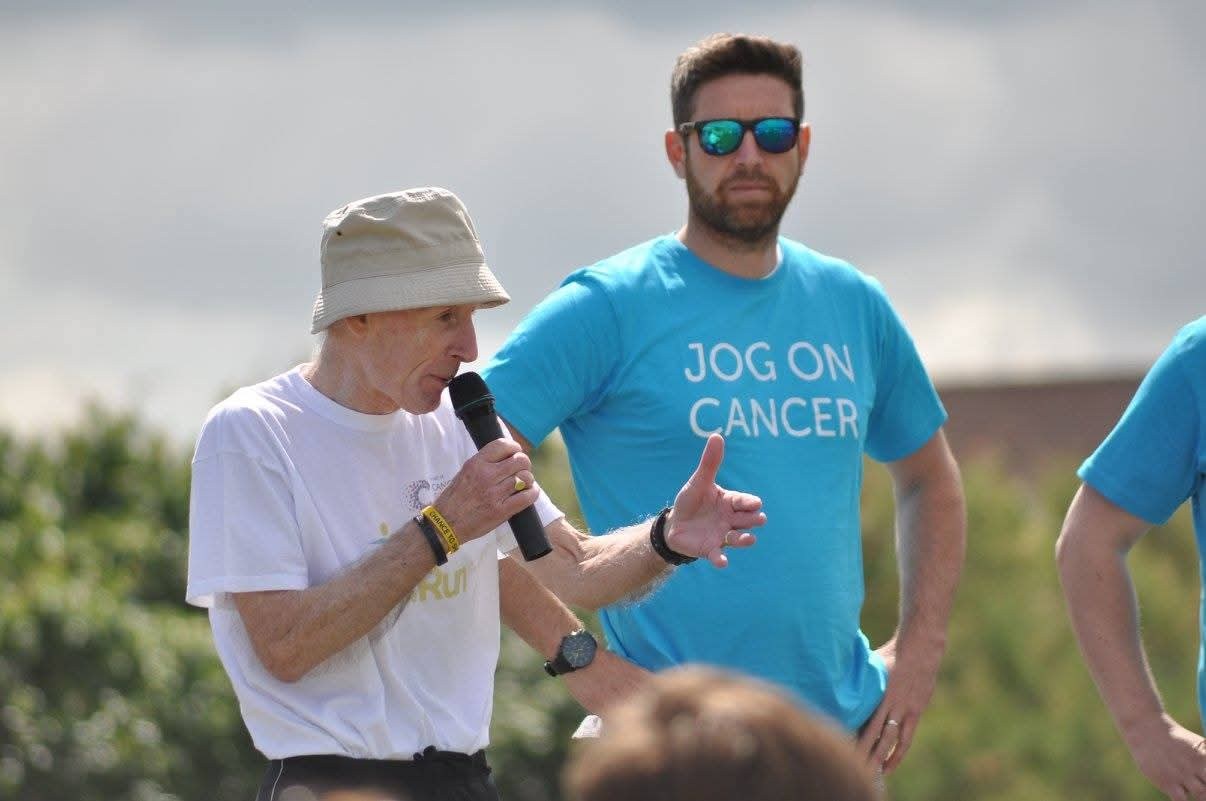 Gerry on the microphone at Man on the Run