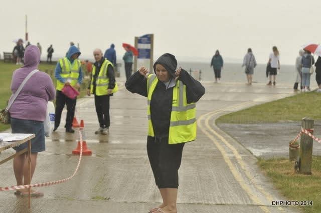Sarah on the seafront in the rain